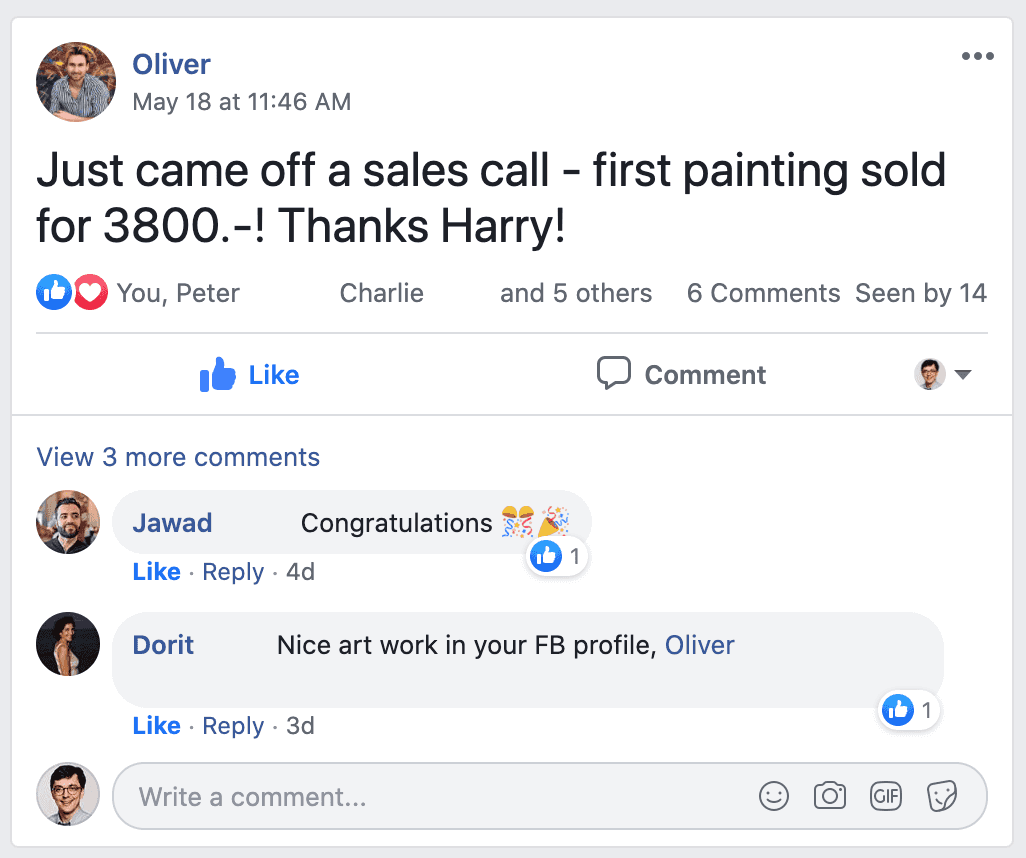 Oliver's very first sale. This was by far the most he had ever sold a piece for.